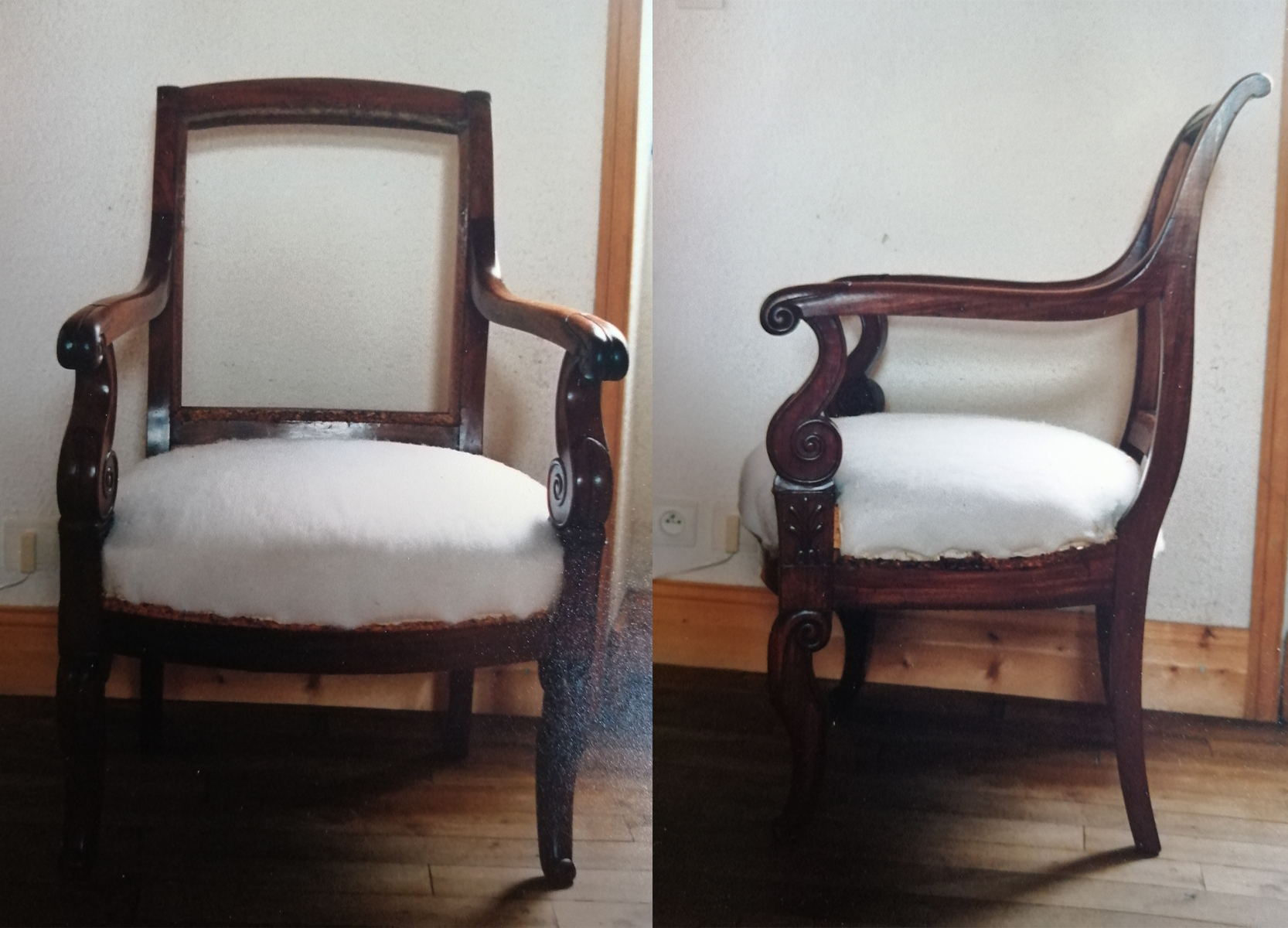 Restauration d'un siège d'époque en acajou de Cuba